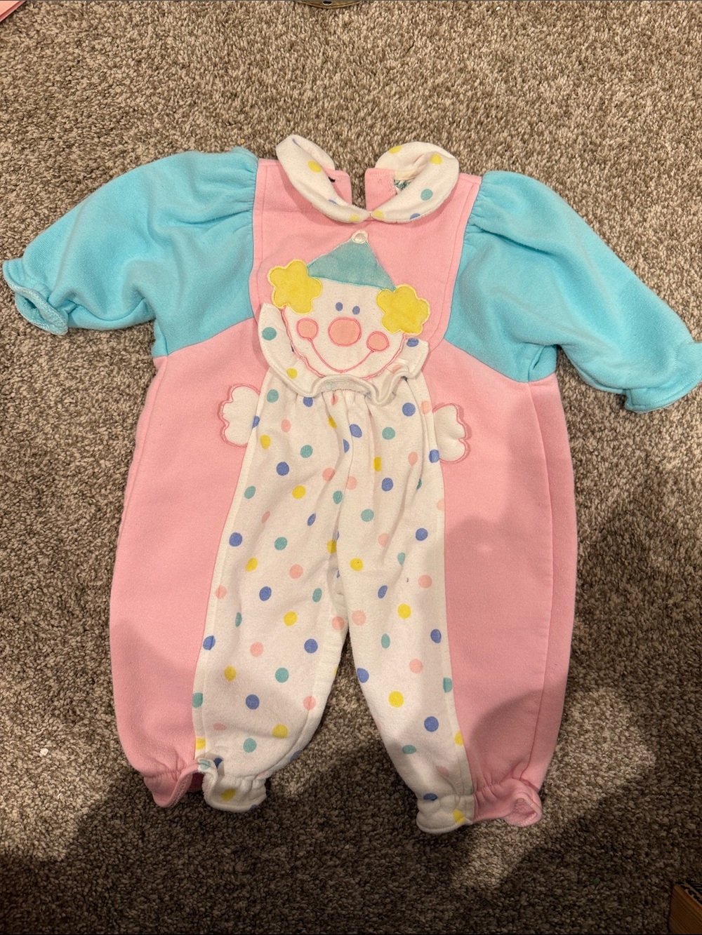 Vintage Tiny Tots Pastel Clown Polka-Dot One-Piece